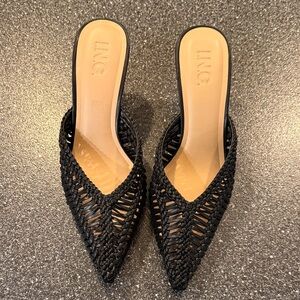 NWOT INC International Concepts Women’s Black Woven Heels - size 7